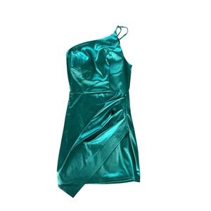 Midnight Doll Emerald Green One Shoulder Mini Dress Party Cocktail